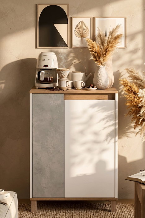 Hanah Home Armario Multiusos Nord - ND16-SW Blanco, Roble y Gris